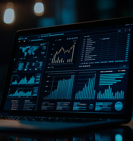 computer screen with graphs